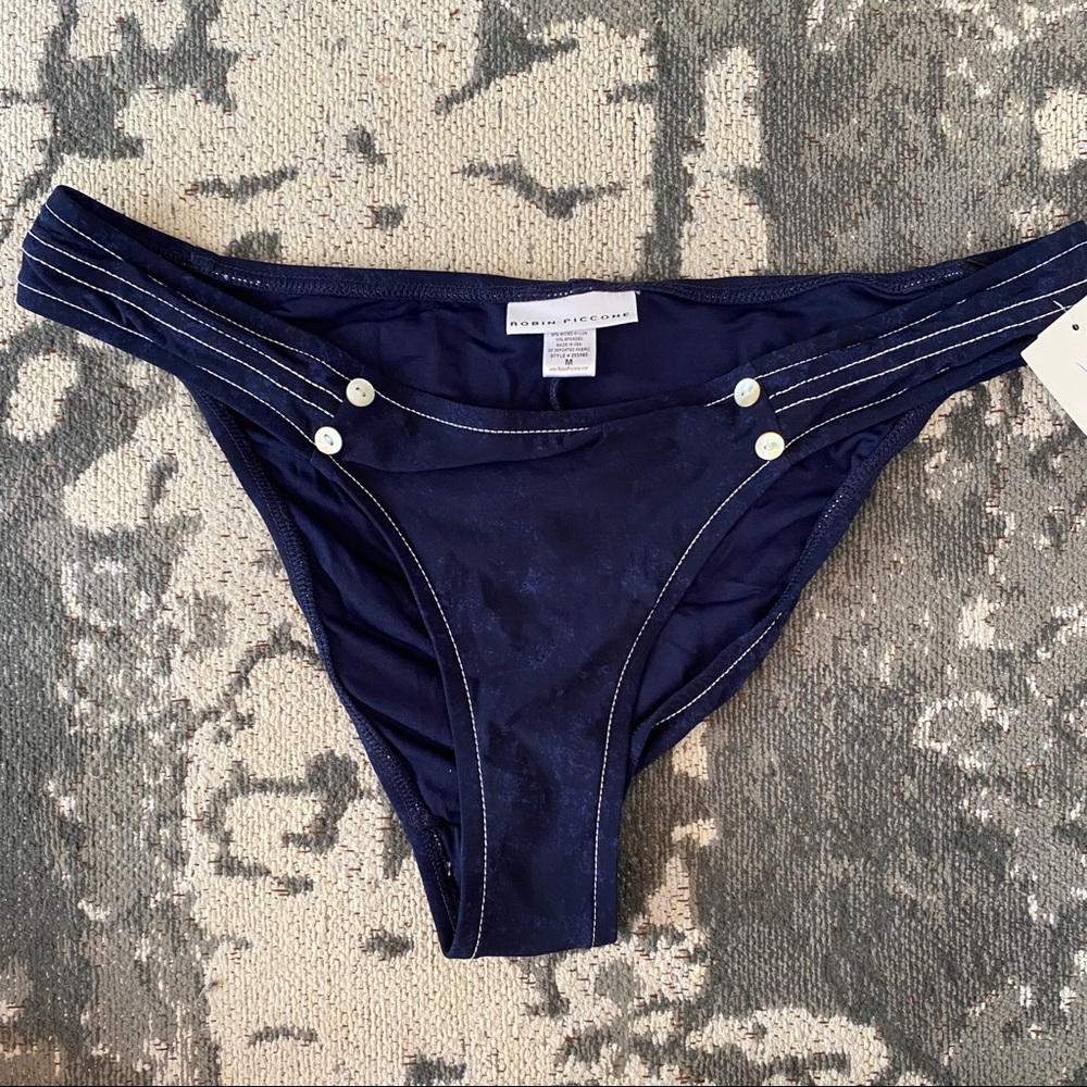 NWT Robin Piccone Navy Bikini Bottoms Size Medium